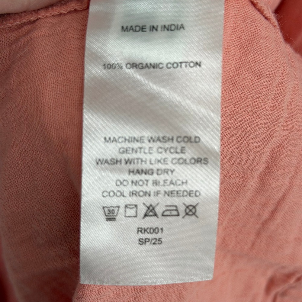 Quince 100% Organic Cotton Gauze Maxi Dress Women Large Coral Blush Feminine NEW - Picture 7 of 9